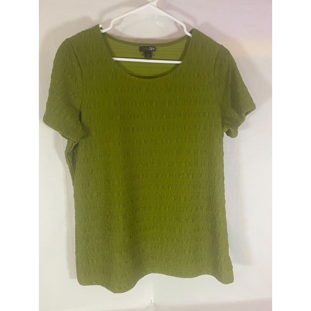 East 5th Olive Green Textured Short Sleeve Pullover Shirt Size L